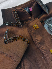 SIMPLY Chocolate Brown Taffeta Day Shirt 1121