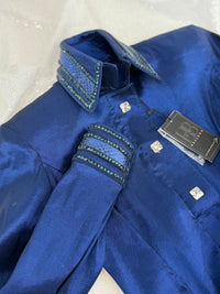 LUXE YOUTH Bright Navy Stretch Taffeta Day Shirt 1363