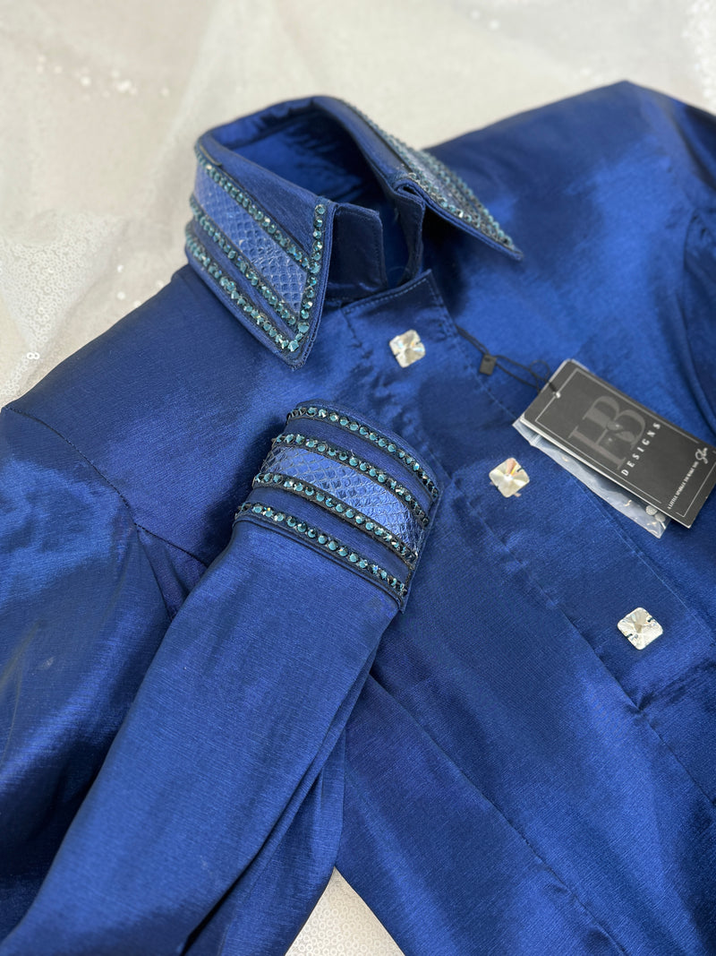 LUXE YOUTH Bright Navy Stretch Taffeta Day Shirt 1363