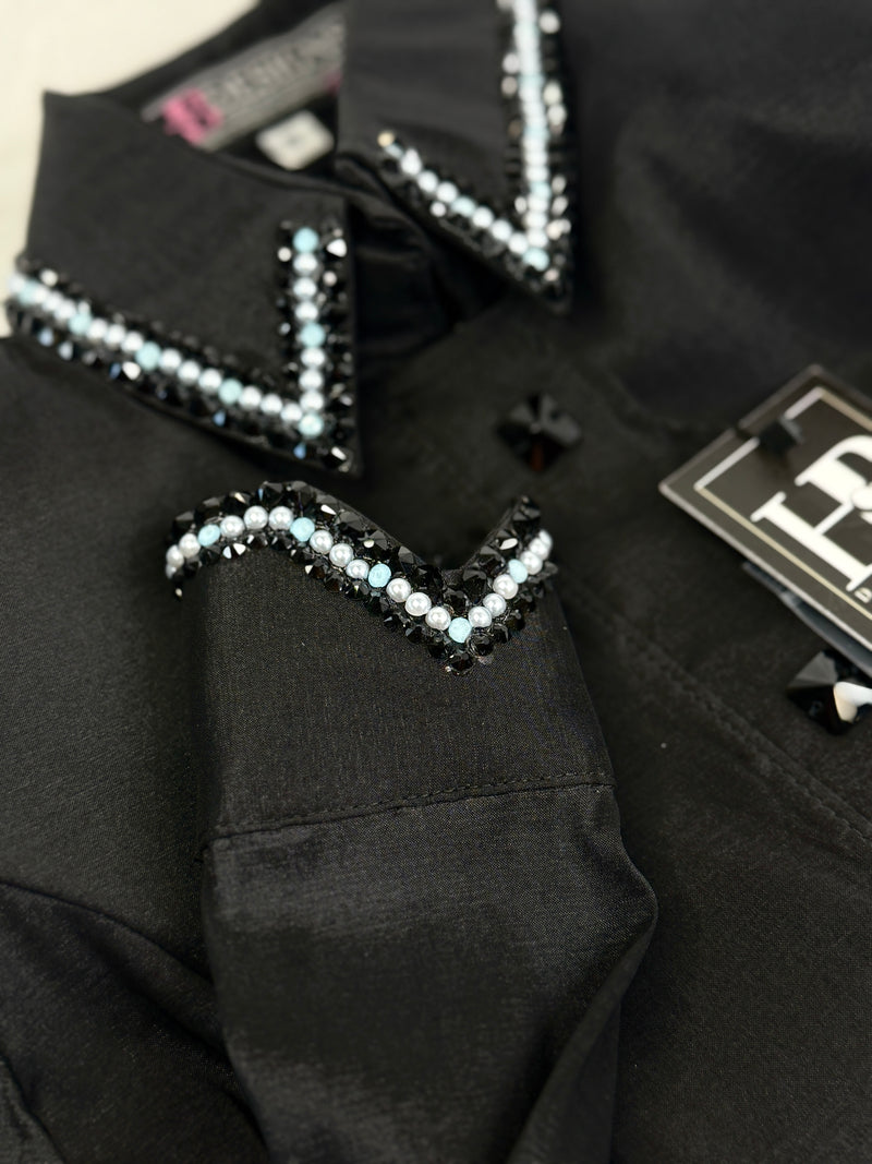 SIMPLY Black w/ Pearls Stretch Taffeta Day Shirt 1358