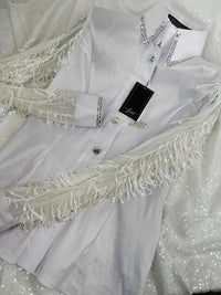 SIMPLY BREEZY White Stretch Taffeta Day Shirt 1362