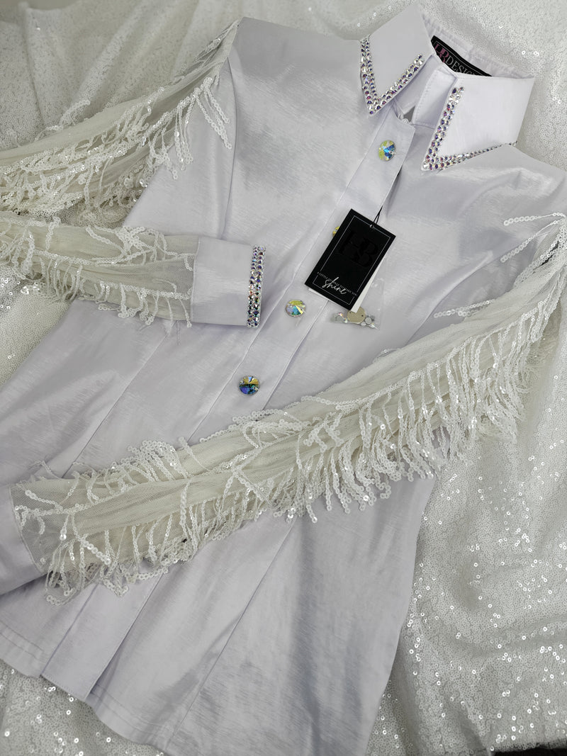 SIMPLY BREEZY White Stretch Taffeta Day Shirt 1362