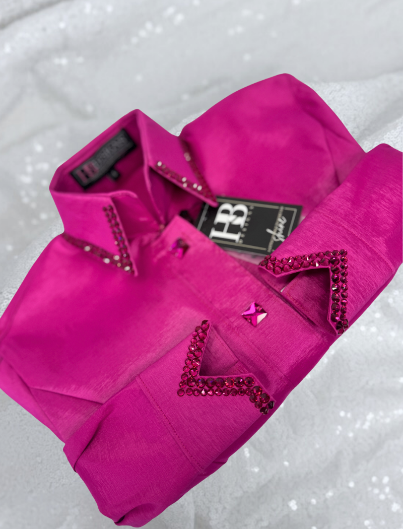 SIMPLY Fuchsia Hot Pink Stretch Taffeta Day Shirt