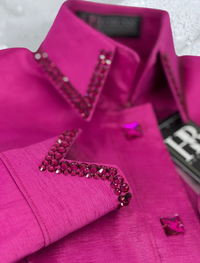 SIMPLY Fuchsia Hot Pink Stretch Taffeta Day Shirt