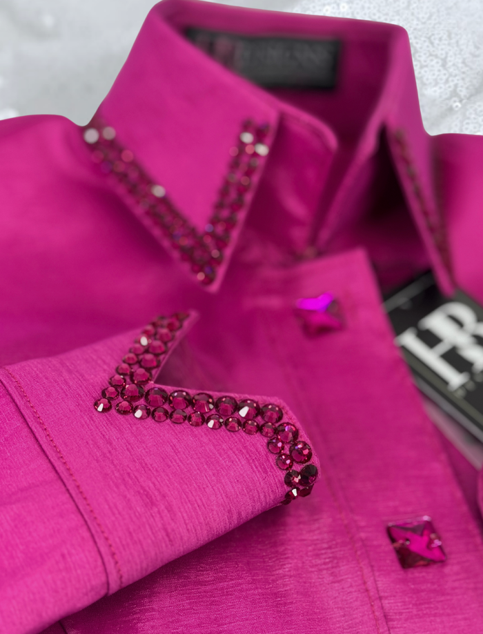 SIMPLY Fuchsia Hot Pink Stretch Taffeta Day Shirt