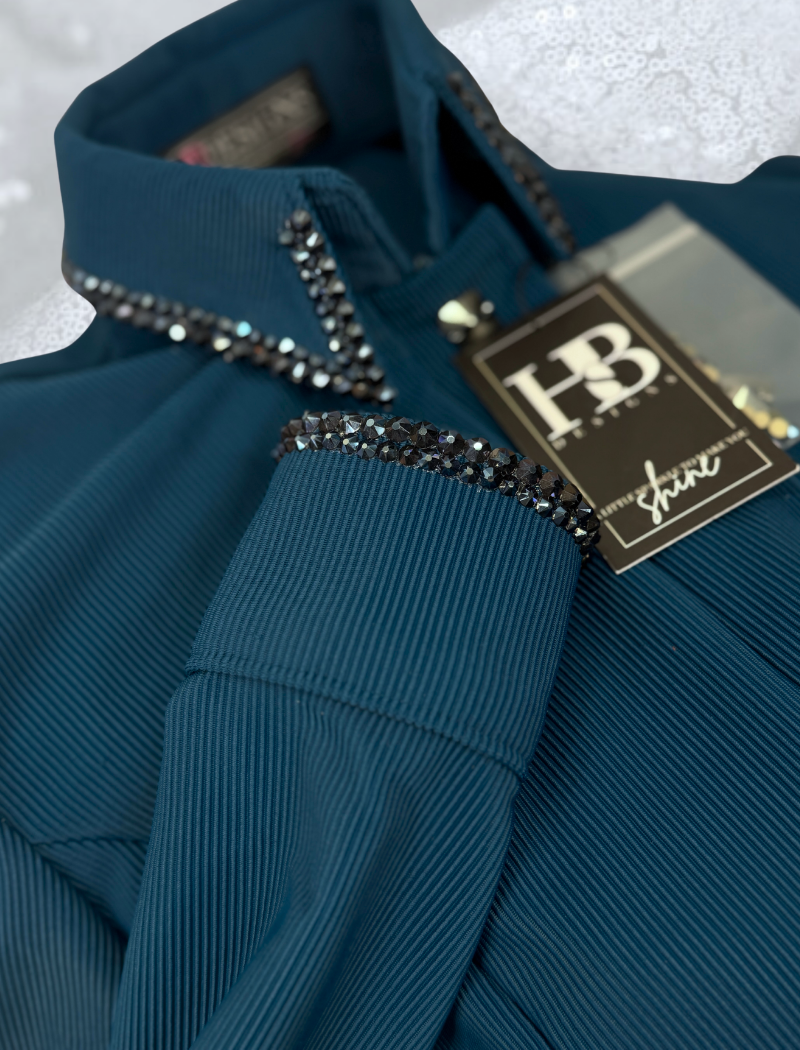 SIMPLY Teal Marine Textured Ribbed Spandex Day Shirt