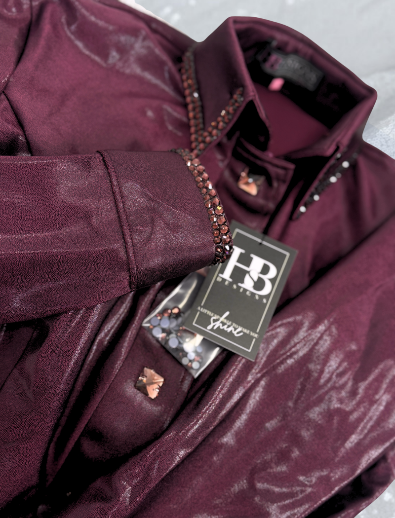 SIMPLY Dark Burgundy Melted Metals Stretch Day Shirt 1118