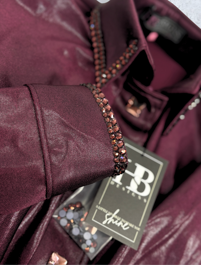 SIMPLY Dark Burgundy Melted Metals Stretch Day Shirt