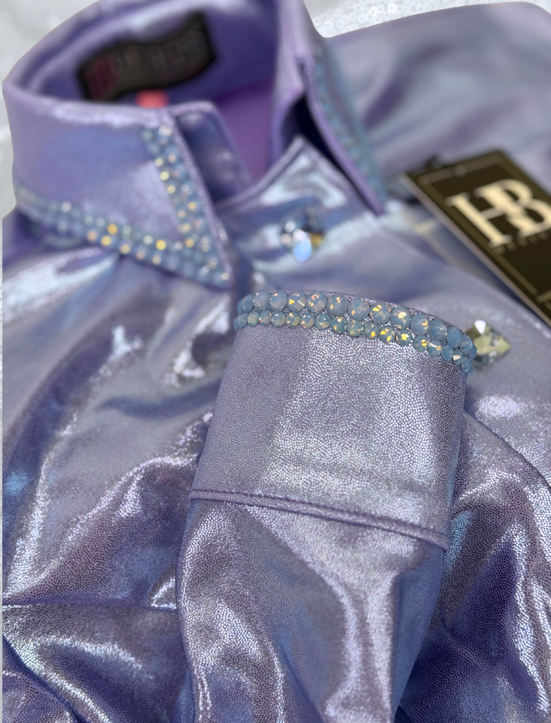 SIMPLY Periwinkle Purple Melted Metals Stretch Day Shirt