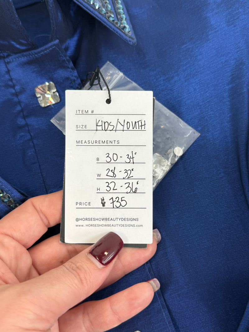 LUXE YOUTH Bright Navy Stretch Taffeta Day Shirt 1363