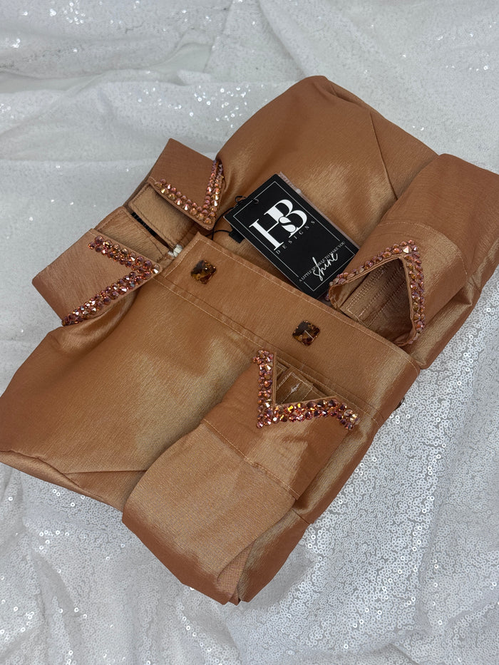 SIMPLY Caramel Stretch Taffeta Day Shirt 1419