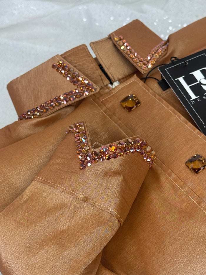 SIMPLY Caramel Stretch Taffeta Day Shirt 1419