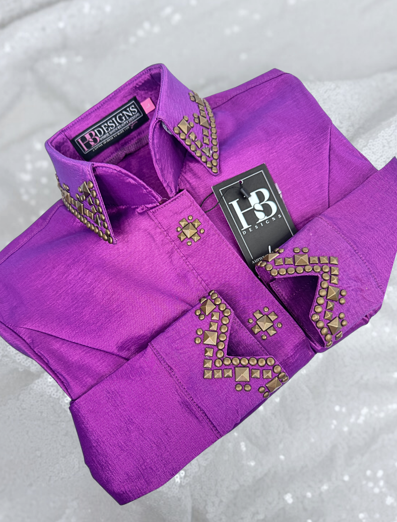 SIMPLY SOUTHWESTERN Electric Magenta and Antique Brown Stretch Taffeta Day Shirt 1494