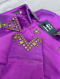 SIMPLY SOUTHWESTERN Electric Magenta and Antique Brown Stretch Taffeta Day Shirt 1494