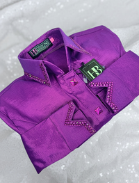 SIMPLY Electric Magenta Stretch Taffeta Day Shirt 1495