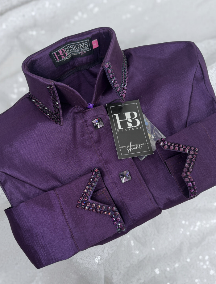 SIMPLY Eggplant Stretch Taffeta Day Shirt 1110