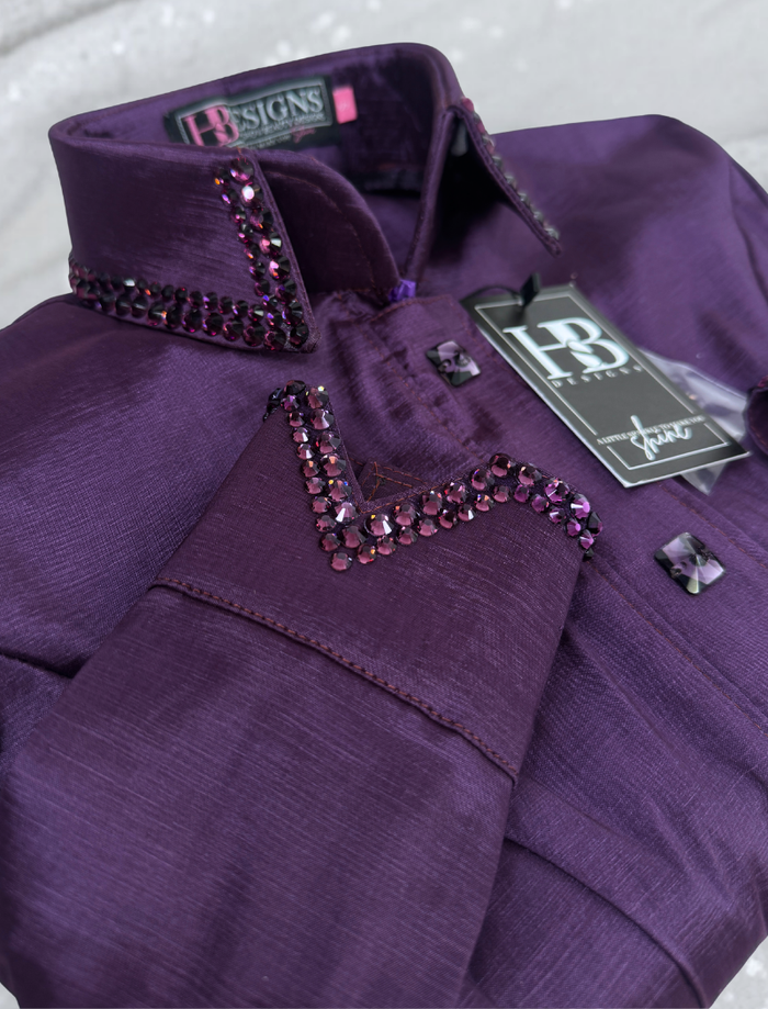 SIMPLY Eggplant Stretch Taffeta Day Shirt 1110