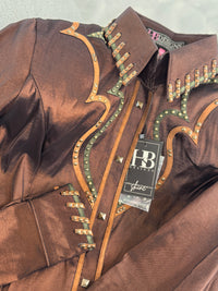 SOUTHWESTERN Milk Chocolate, Whiskey & Olive Stretch Taffeta Day Shirt 1012