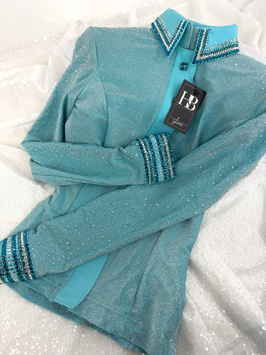 GLITZY+ Aqua Sparkle Spandex Stretch Day Shirt 1200