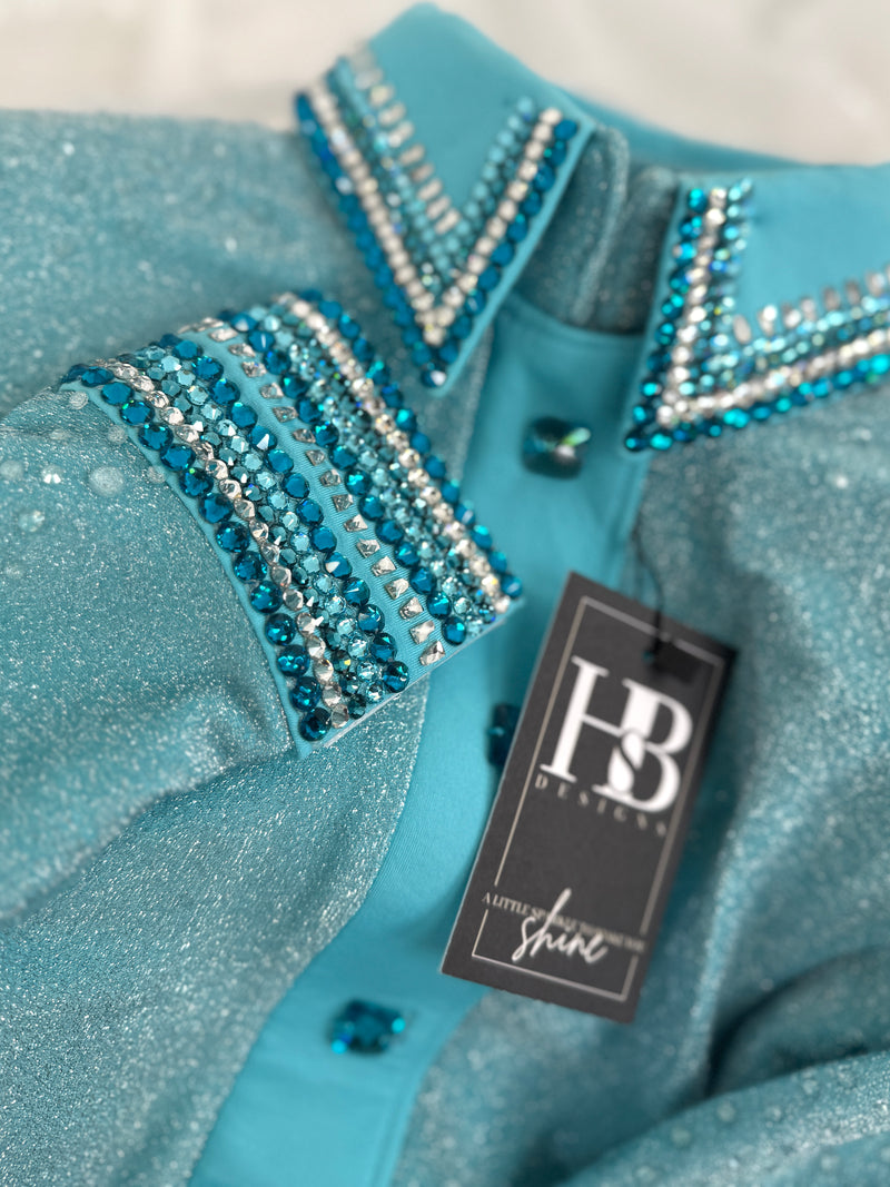 GLITZY+ Aqua Sparkle Spandex Stretch Day Shirt