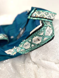 GLAM Iridescent Teal w/ Seafoam/Mint, Black and White Stretch Taffeta Day Shirt