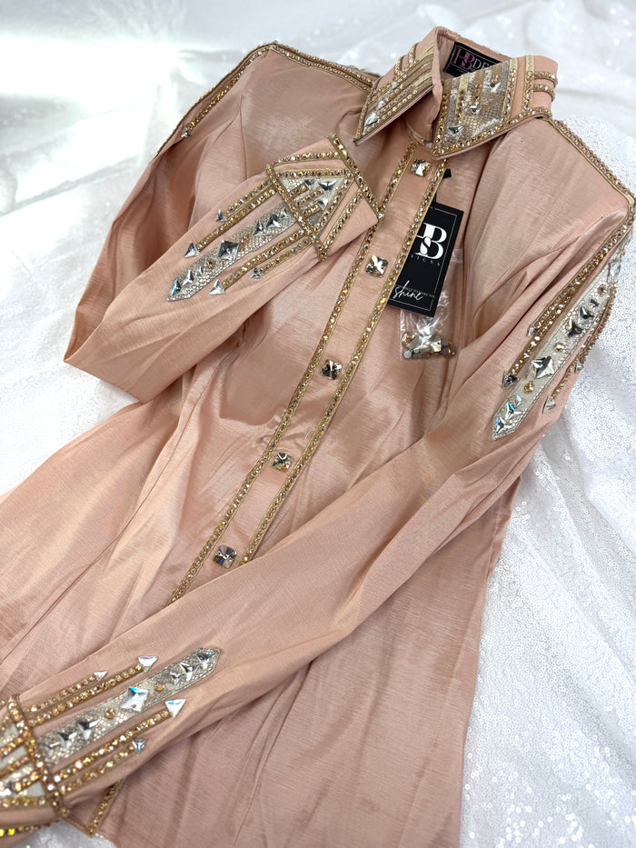 GLAM Beige, Camel & Champagne Stretch Taffeta Day Shirt