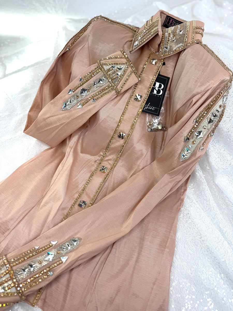 GLAM Beige, Camel & Champagne Stretch Taffeta Day Shirt 1343