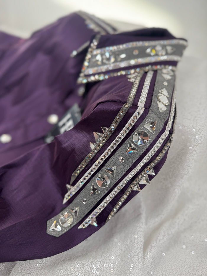 GLAM Eggplant w/ Grey & White Stretch Taffeta Day Shirt