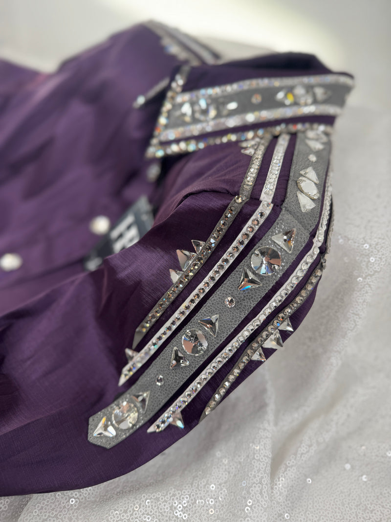 GLAM Eggplant w/ Grey & White Stretch Taffeta Day Shirt