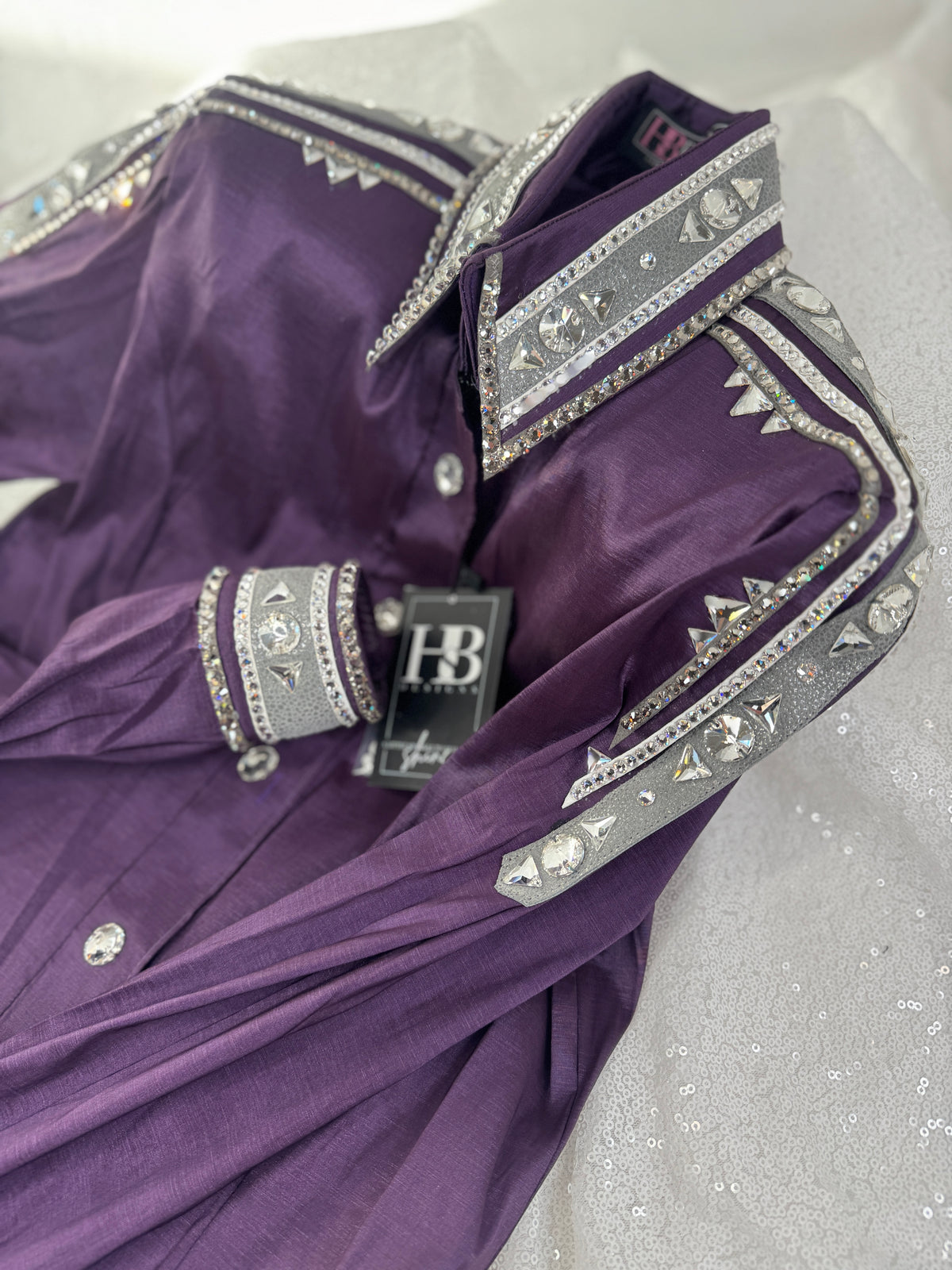 GLAM Eggplant w/ Grey & White Stretch Taffeta Day Shirt