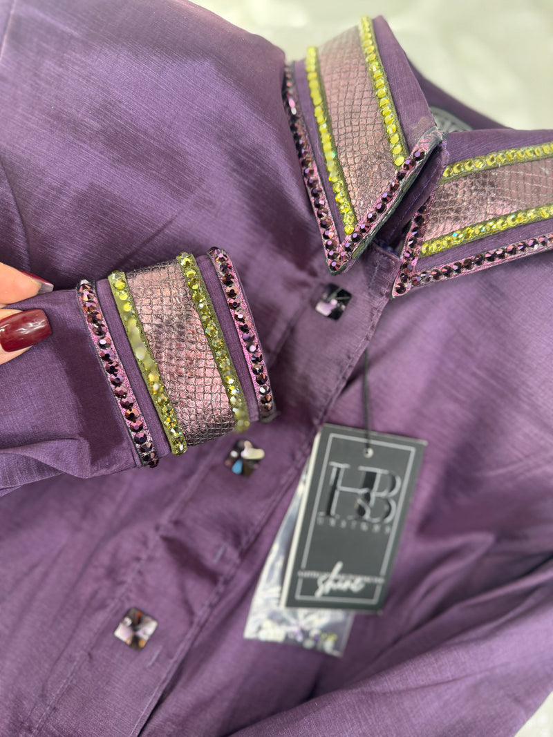 LUXE Eggplant w/ Olive Green Stretch Taffeta Day Shirt