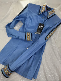 GLAM Periwinkle w/ Navy & Gold Stretch Taffeta Day Shirt