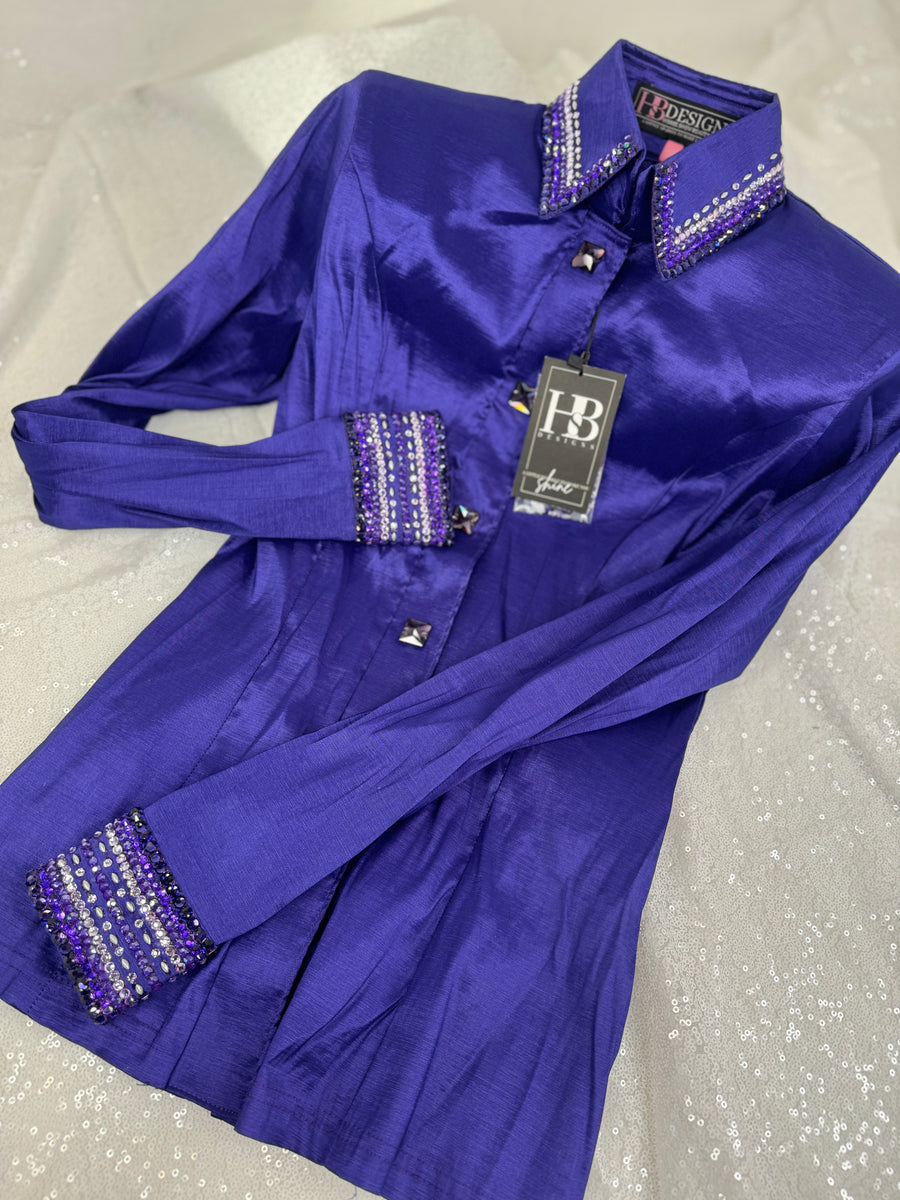 GLITZY Royal Purple Stretch Taffeta Day Shirt 1212