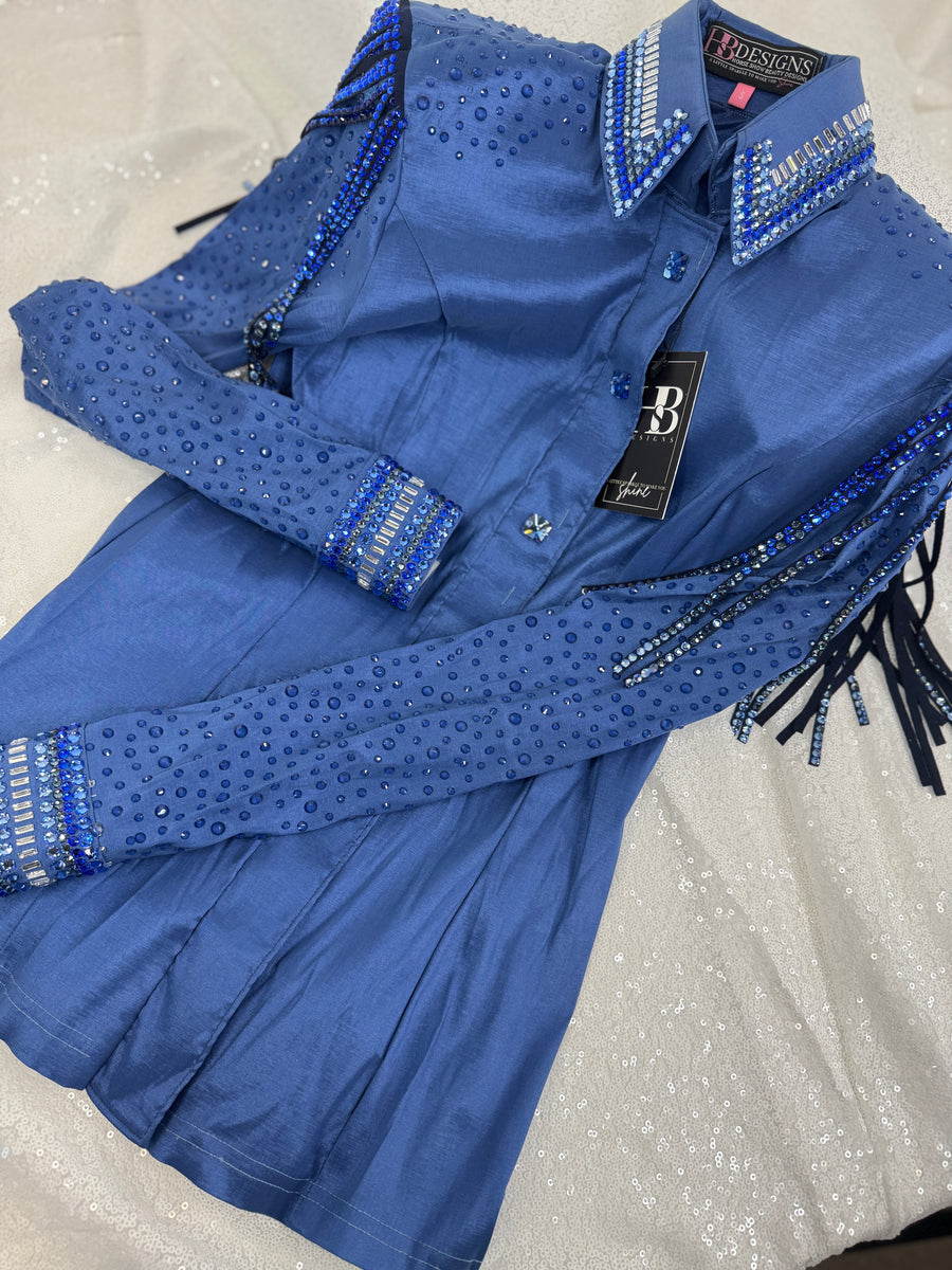 GLITZY+ Indigo w/ Navy & Denim Stretch Taffeta Day Shirt 1198