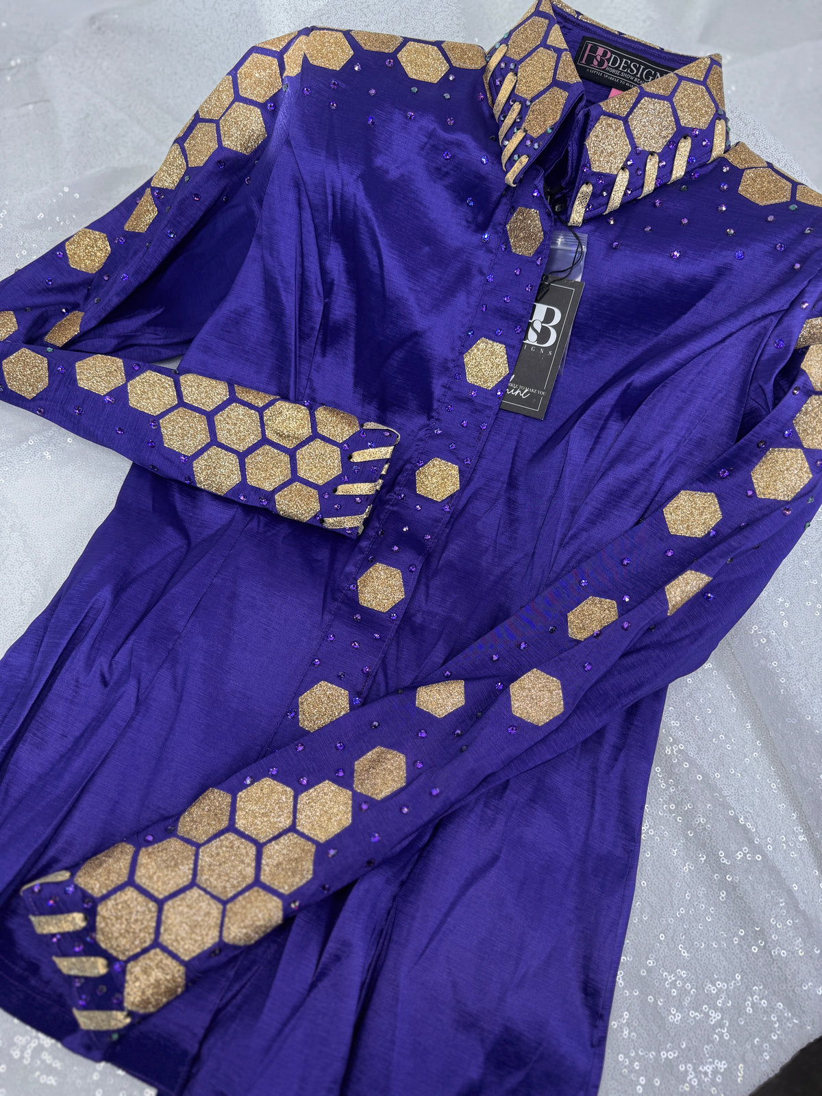 GLAM Royal Purple & Gold Stretch Taffeta Day Shirt