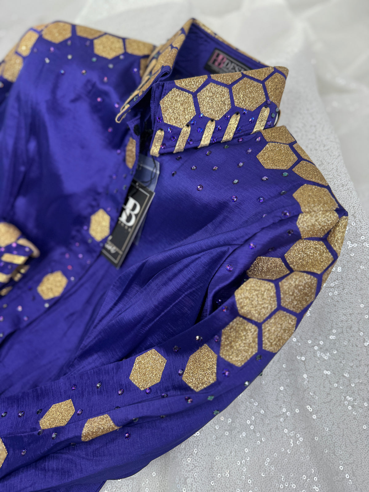 GLAM Royal Purple & Gold Stretch Taffeta Day Shirt