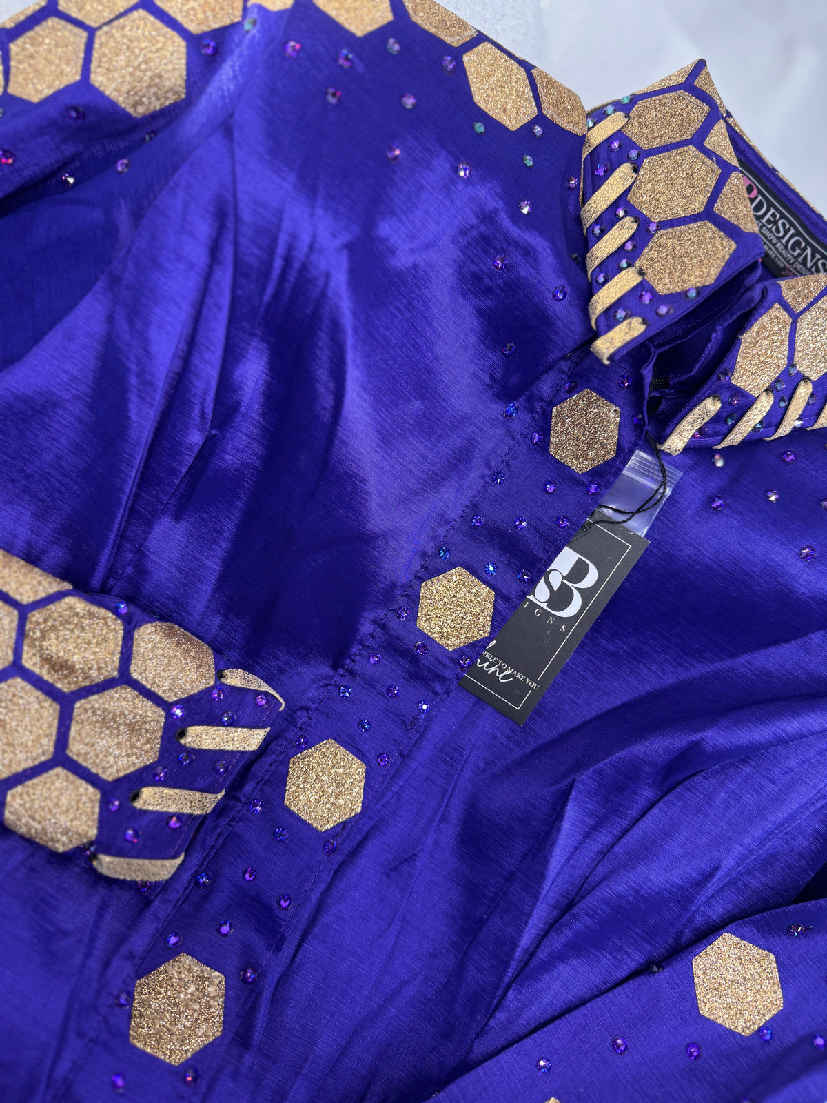 GLAM Royal Purple & Gold Stretch Taffeta Day Shirt