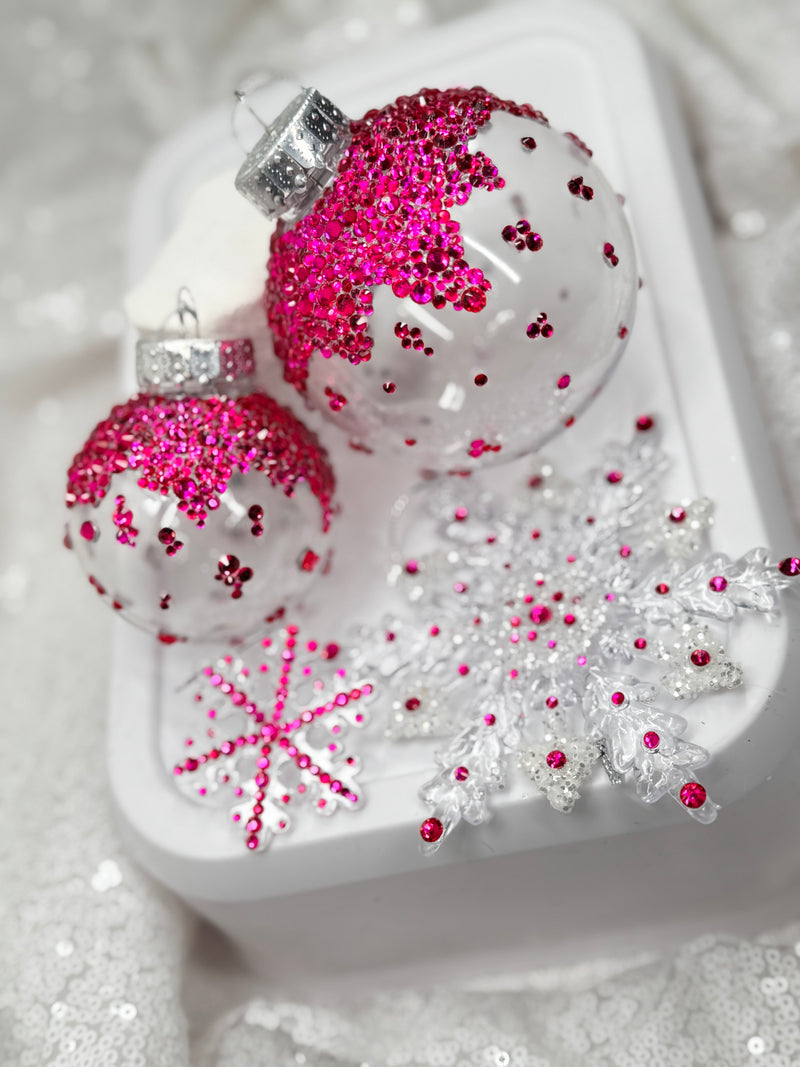 Hot Pink 4 Piece Ornament Set