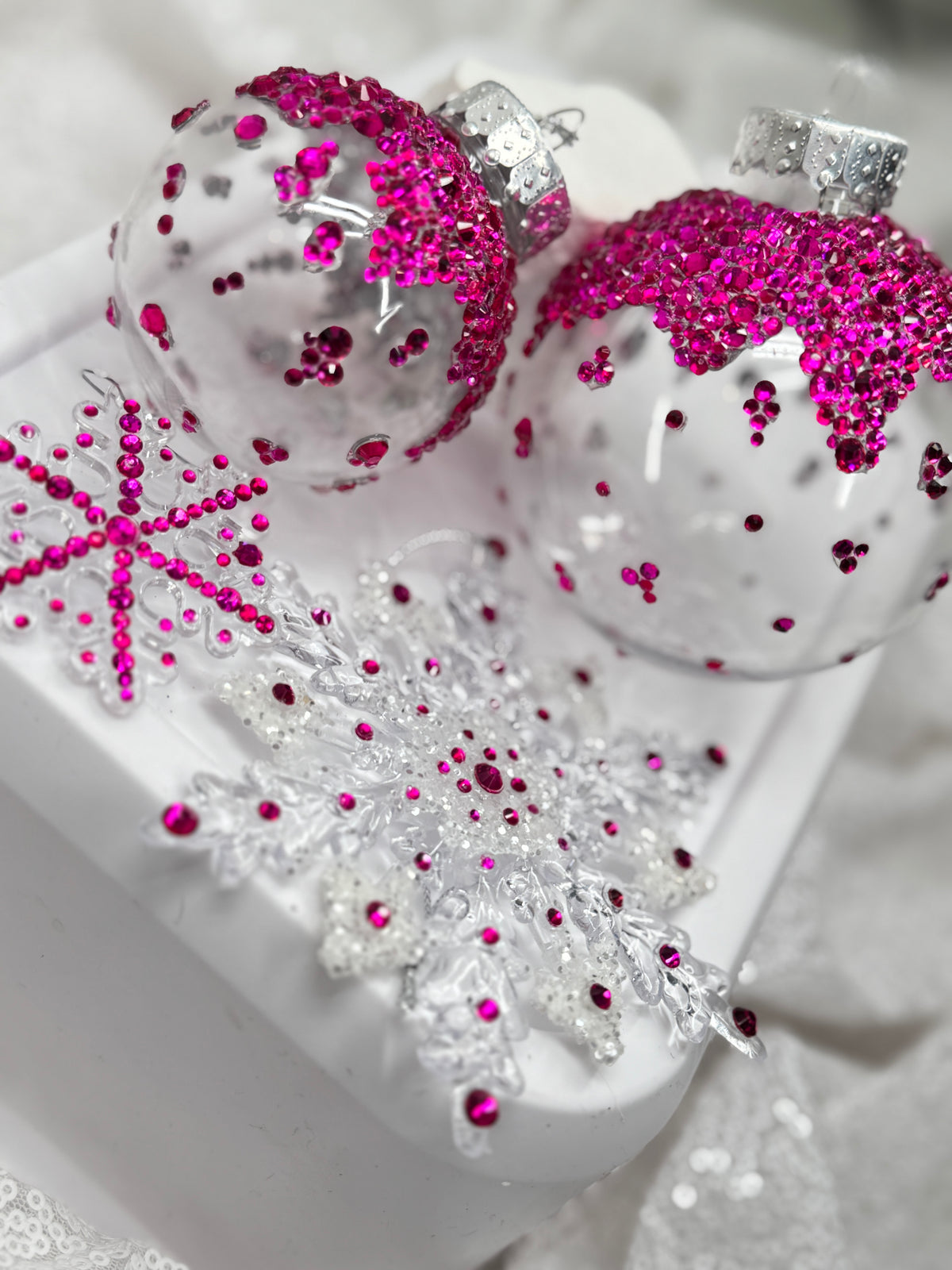 Hot Pink 4 Piece Ornament Set