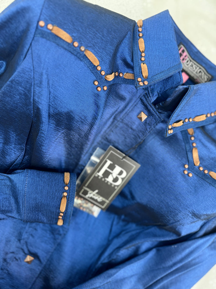 SOUTHWESTERN Navy w/ Whiskey Buckstitch Stretch Taffeta Day Shirt