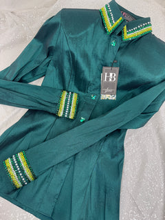 GLITZY Emerald Green Stretch Taffeta Day Shirt 1241