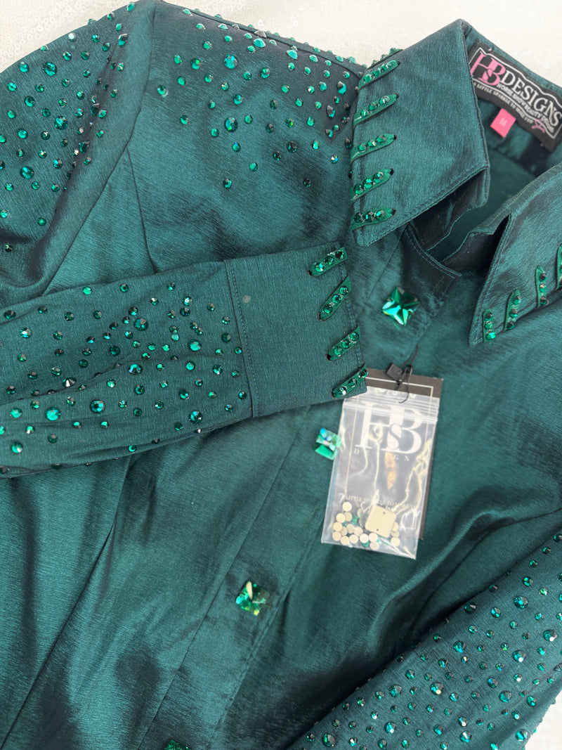 SIMPLY+ Emerald Green W/ Whipstitch Stretch Taffeta Day Shirt 1020