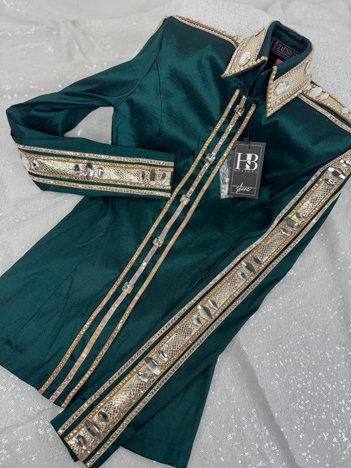 GLAM Emerald Green w/ Champagne Gold Stretch Taffeta Day Shirt