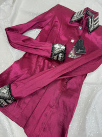 LUXE Dark Berry w/ Black & Grey Stretch Taffeta Day Shirt