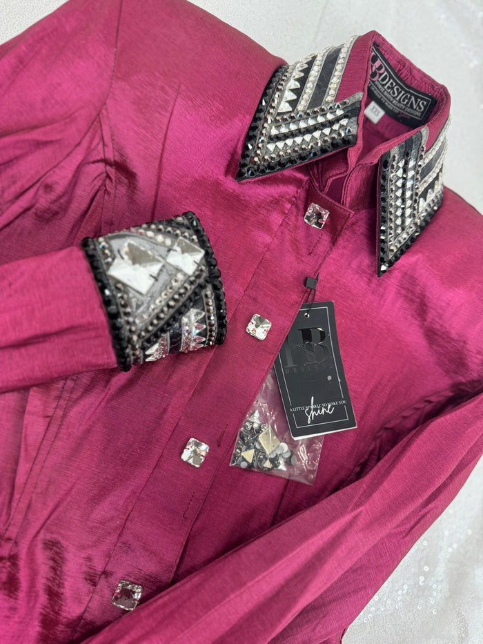 LUXE Dark Berry w/ Black & Grey Stretch Taffeta Day Shirt