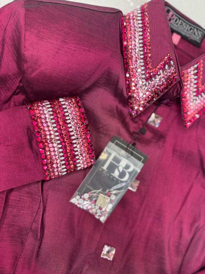 GLITZY Dark Berry Stretch Taffeta Day Shirt