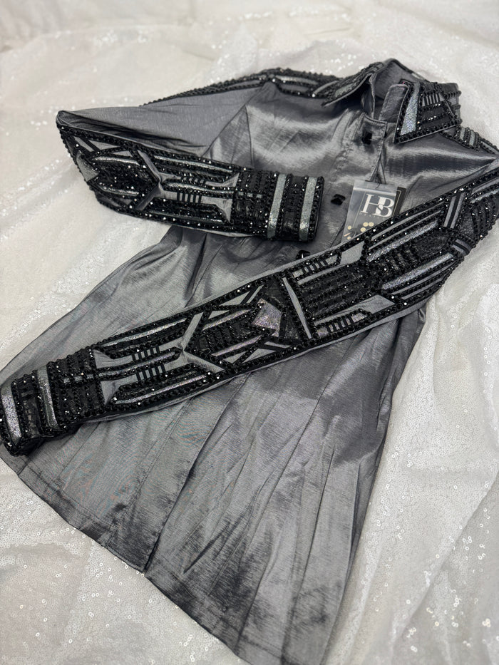 GLAM Gunmetal Grey w/ Black Stretch Taffeta Day Shirt