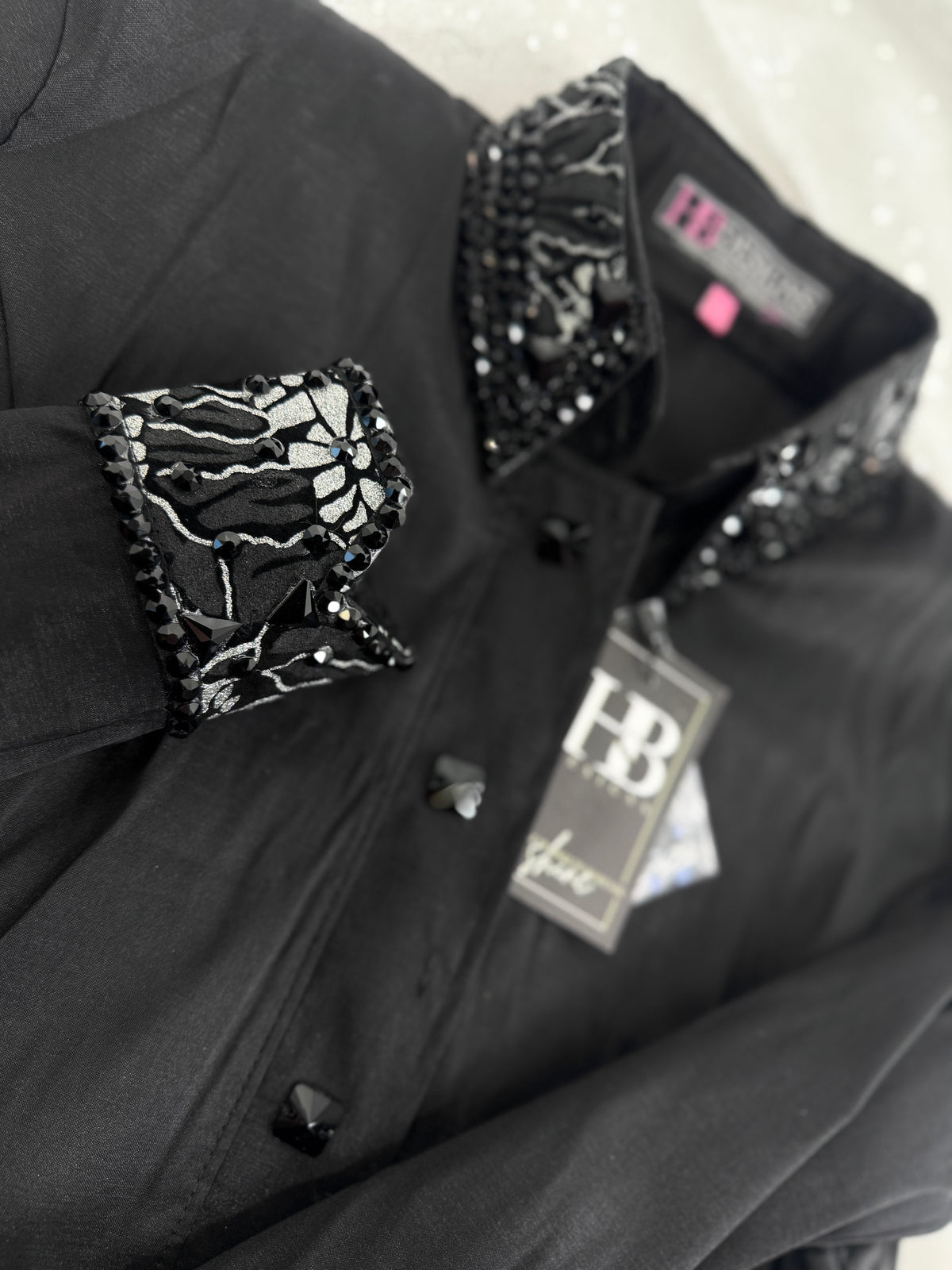 LUXE Black on Black Stretch Taffeta Day Shirt