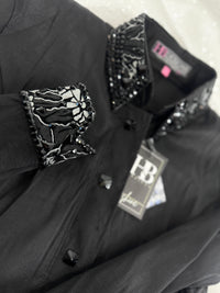 LUXE Black on Black Stretch Taffeta Day Shirt