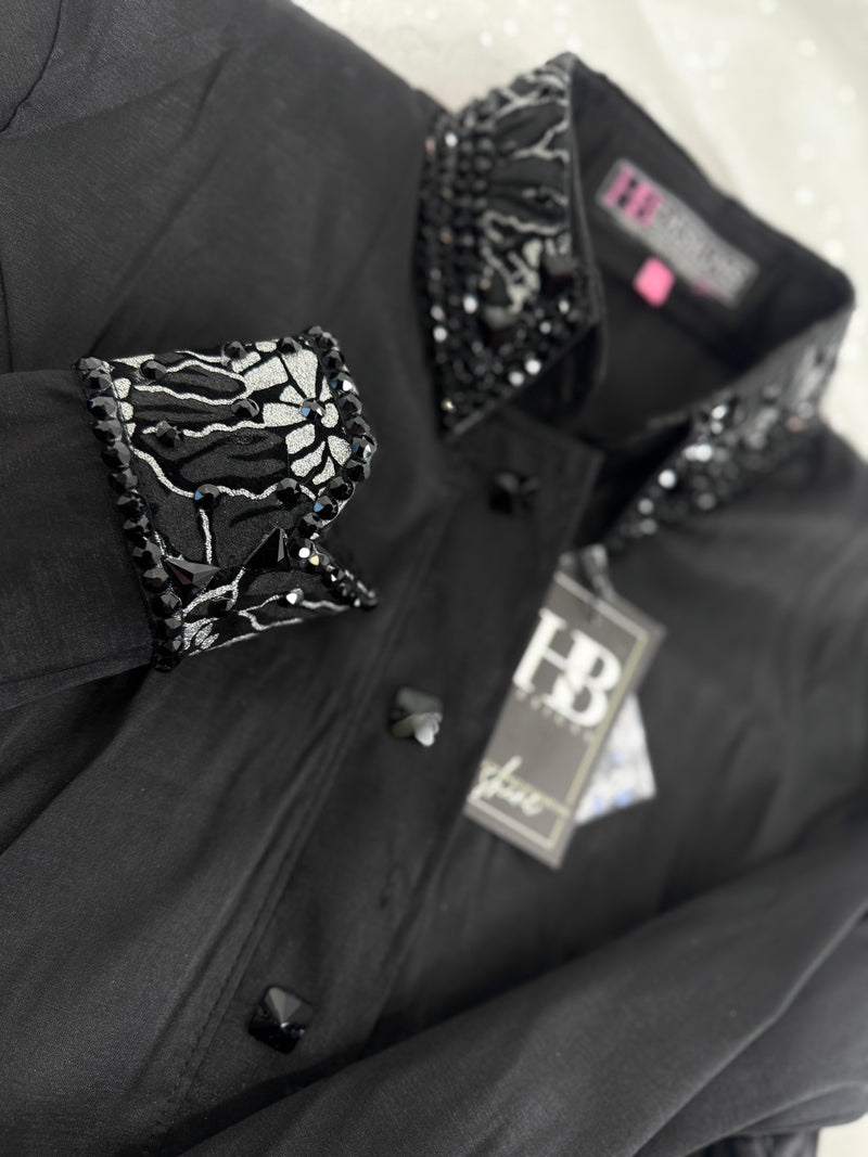LUXE Black on Black Stretch Taffeta Day Shirt